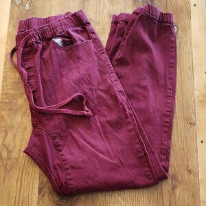 Cotton Jogger Pants in Maroon